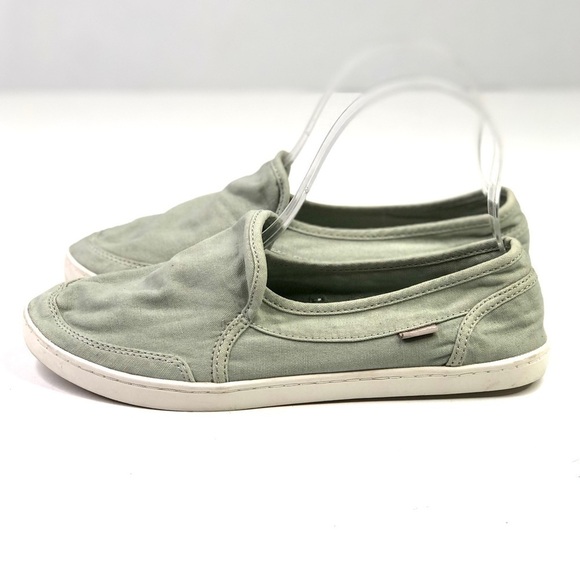 Sanuk Pair O Dice canvas slip on sneakers pale sage green low profile 7.5 - Picture 4 of 10